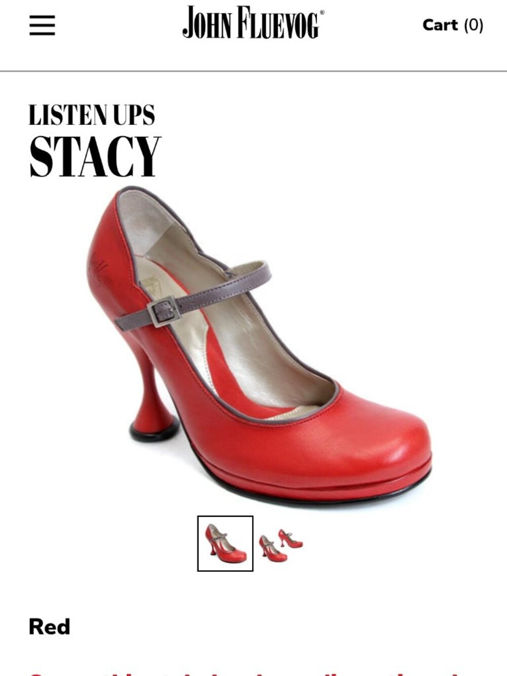 Fluevog Listen Ups Stacy Red Size 10.5 - Picture 4 of 5